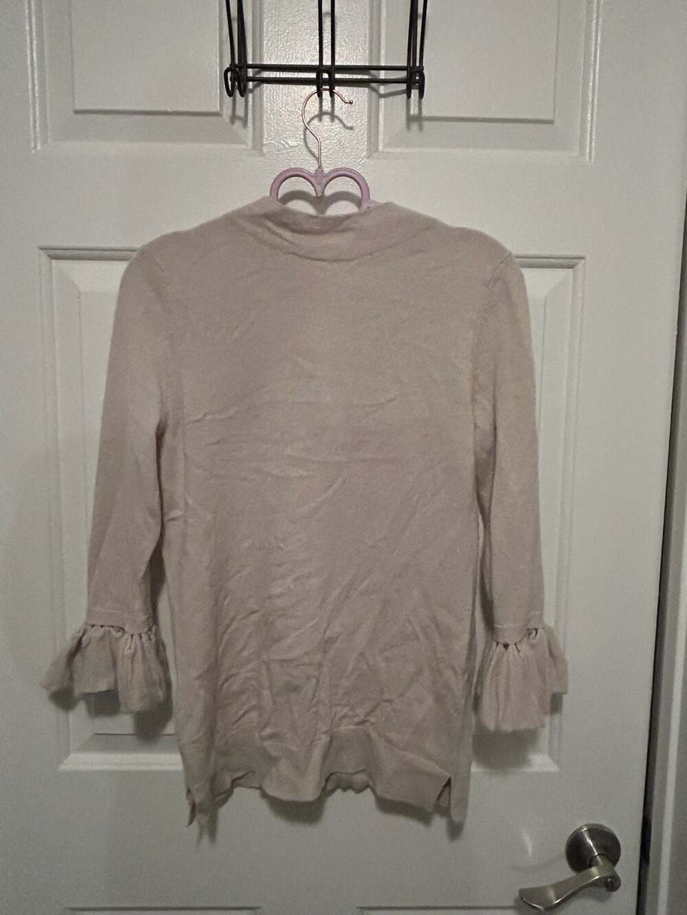 Kinross Cashmere Mock-Neck Zip-Front Ruffle Sleeve Sweater - Picture 6 of 6